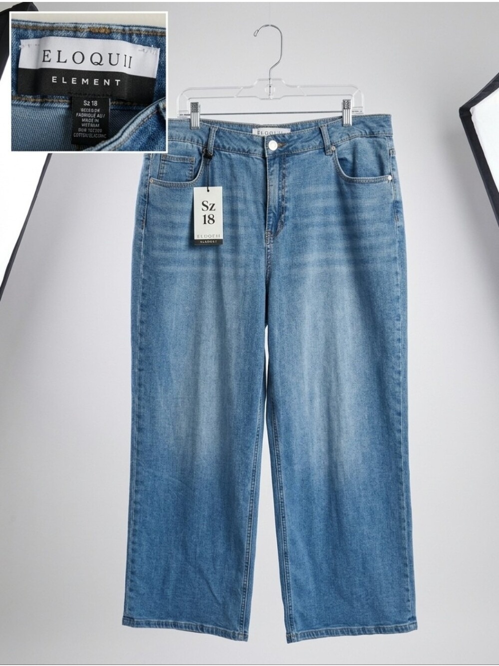 ELOQUII | Wide Leg Denim Jeans Medium Wash Size 18